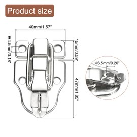 uxcell 2 Pcs Duck-Billed Hasp Lock, 60 x 40mm Retro Box Toggle Latch Metal Buckle Hasp Clasp with Padlock Hole with Screws for Jewelry Box Suitcase Toolbox Wooden Case, Silver