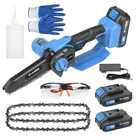 G LAXIA Battery Chainsaw 6 Inch with 2 batteries, Handheld Chain Saw Pruning Shears Chainsaw for Tree Branches, Courtyard