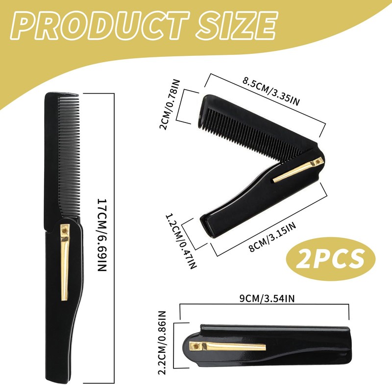 Pack of 2 Combs Men Foldable Folding Comb for Men
