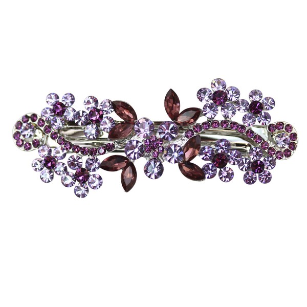 Faship Purple Crystal Flower Hair Barrette Clip