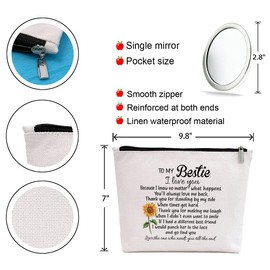 Bestie Gifts, Best Friend Gift, Friendship Birthday Long Distance Gift for Friend Sister BFF, To My Bestie-I Love You, Makeup Bag