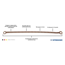 Herm Sprenger Curogan Choke Dog Training Chain Collar Hypoallergenic Nickel Free No-Pull Slip Collar for Small Medium Large Dogs for Easy Control Show Chain Collar Made in Germany 3mm 22in 55cm