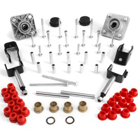 Cartalia Golf Cart Front and End Repair Bushing Kits for 2004-Up Club Car Precedent, Deluxe Front & Rear Rebuild Kit with Wheel Hub Bearing Bushings, King Pin, Polyurethane Sleeves, Steel Plate Screws