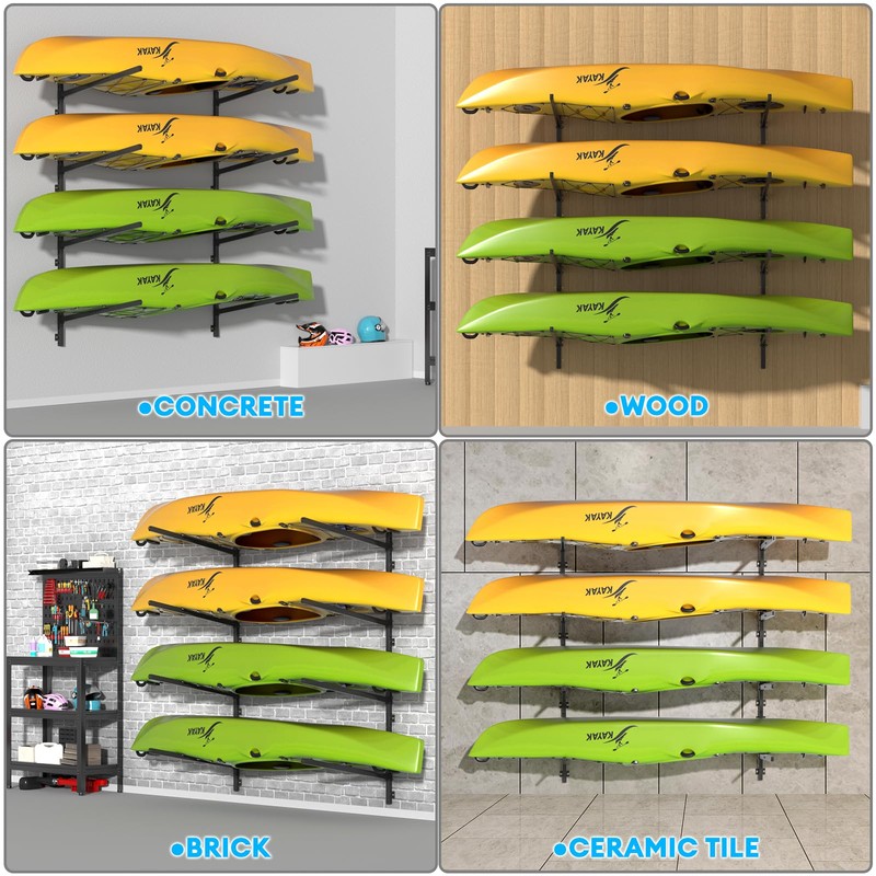 Kayak Storage Rack Heavy Duty, Adjustable Wall Mount Hanger for