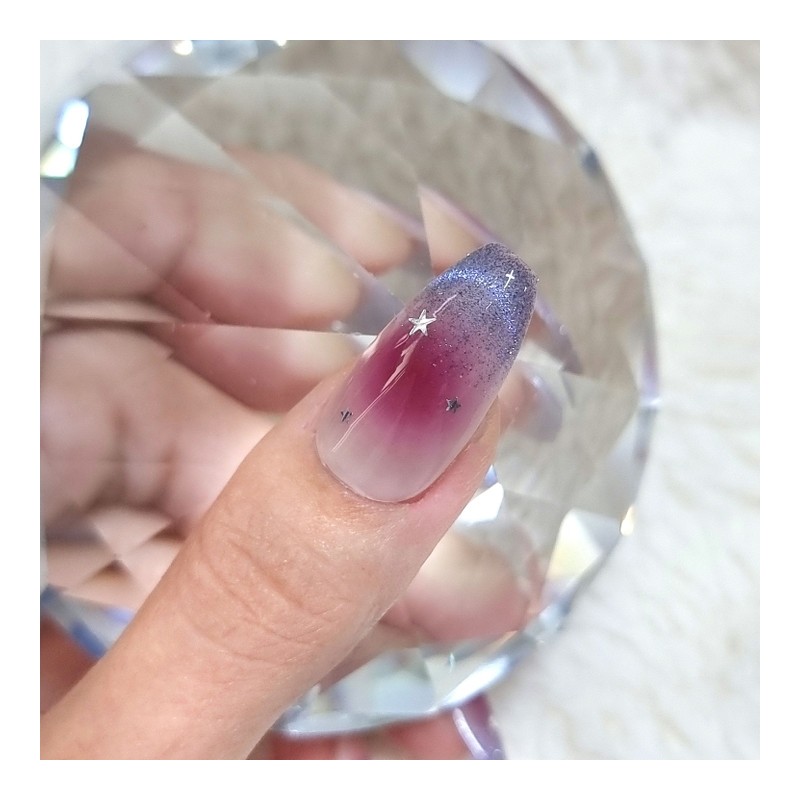 Chic Grape Handmade Nail Tip Gradient Magnet Nail - Medium