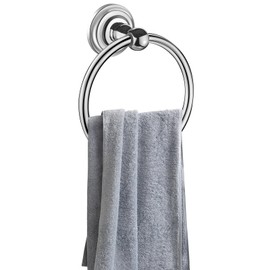 iBathUK Traditional Chrome Towel Ring Holder Wall Mount Round Bathroom Accessory ACC115