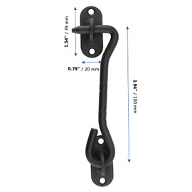 MANCHAP 4 Pack 100mm Black Cabin Gate Hook Latch, 4 Inch Stainless Steel Hook and Eye Catch with Screws for Shed Window