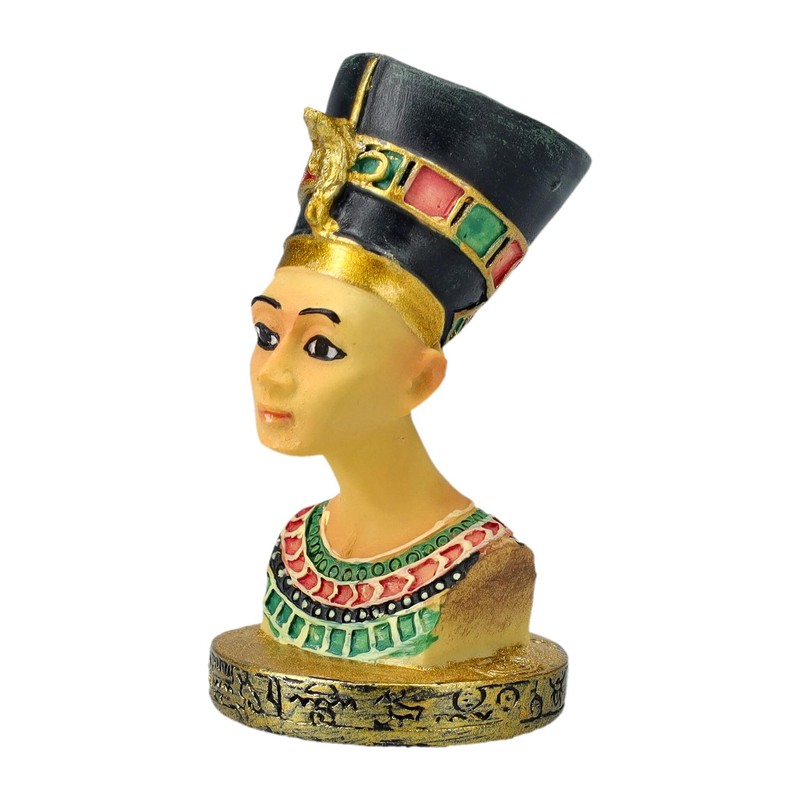 Figuren Shop GmbH Nefertiti Mini Bust - Hand-Painted Artificial Stone