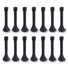 Stop Door Stopper, Spring Door Stop, 14-Piece, with Safety Rubber Bumper, Including Screws and Bottom Plate, to Prevent The Door from Colliding with The Wall (Black)