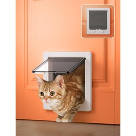LIBBEPET Cat Door Interior Door, Indoor Cat Doors, Medium Pet Doors for Cats Up to 13 lbs(Frame Size 7.5" x 8.7"), Upgraded 4 Way Locking Kitty Door for Interior & Exterior Doors, Easy to Install