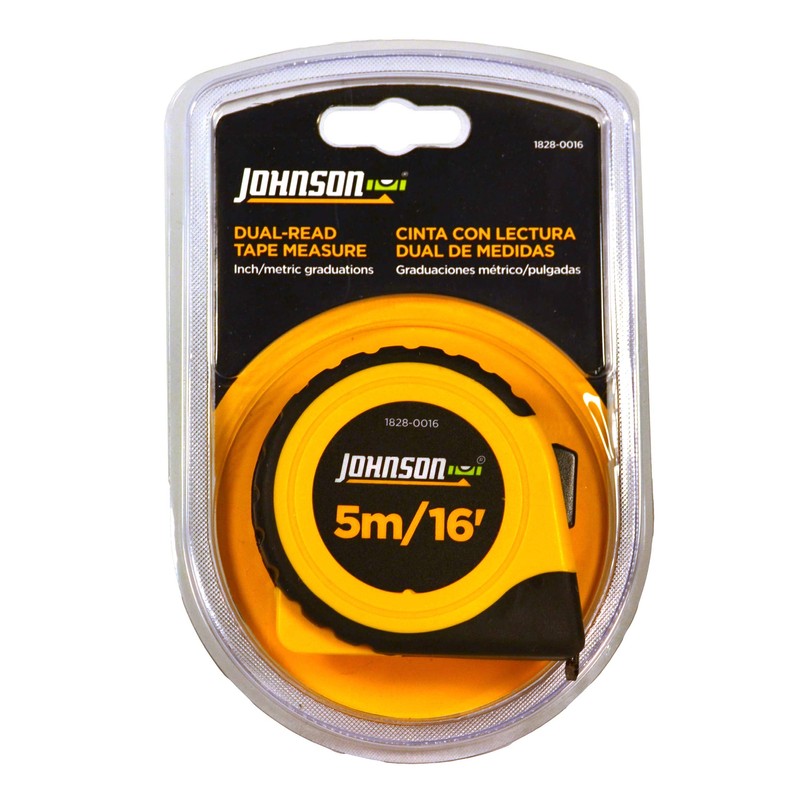 Johnson Level & Tool 1828-0016 Metric/Inch Power Tape, 5m/16', Black/Yellow,