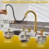 Tohlar 4 Hole Kitchen Faucet, Brushed Gold Kitchen Faucet with