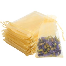 EZONEDEAL 100Pcs Organza Bags 7 * 9 cm, Jewelry Pouches, Sheer Drawstring Jewelry Gift Candy Pouches Wedding Party Christmas Favor Bags For Festivals, Birthday, Anniversary, Party Supplies (GOLD)
