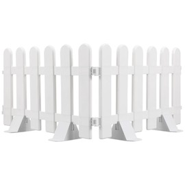 Milisten 2pcs Plastic Picket Fence Edgings Garden Fence with Bases Garden Driveway Gates for Front Yard Tree Lawn Flowerbeds Backyard Decor White