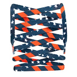 LitLaces - Sublimated Flat USA American Flag Patriotic 4th of July Cool Kids Shoe Laces (USA, Dark,63)