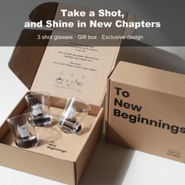 WOOWA New Beginnings Gifts: New Job, Farewell & Going Away Gifts. Highland Cow Cute Shot Glasses Set