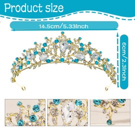 Generic Blue Crystal Birthday Queen Tiara Crowns for Women, Elegant Princess Crown Hair Accessories Happy Birthday Party Decorations Brides Birthday Party Christmas Prom