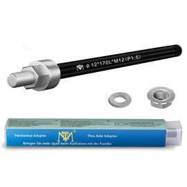 Thru Axle M12 x 1.5-170 mm, Thru Axle with Bicycle Axle Adapter, Thru Axle Compatible with Most Bicycle Trailer Couplings