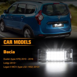 OZ-LAMPE 2PCS LED Number Plate Light for Dacia Duster (Type H79) Lodgy Logan II MCV (Type L52 / K52), 2835 SMD with CAN-bus Error Free Waterproof Rear