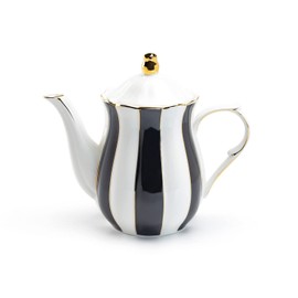 Grace Teaware Black and White Scallop Fine Porcelain Teapot