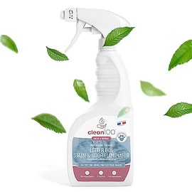 clean100 Cat Litter Box Cleaner & Urine Odor Eliminator | 100% Natural Cat Urine Enzyme Cleaner Spray - Pet Stain & Odor Remover for Carpets, Hardwoods, Clothes, Furniture (1, 25.4 FL OZ)