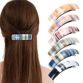 XFSRG Women's Hair Clips Design with Spring Clip Rectangular Gradient Stripes Mixed Colours Suitable for Travel and Party