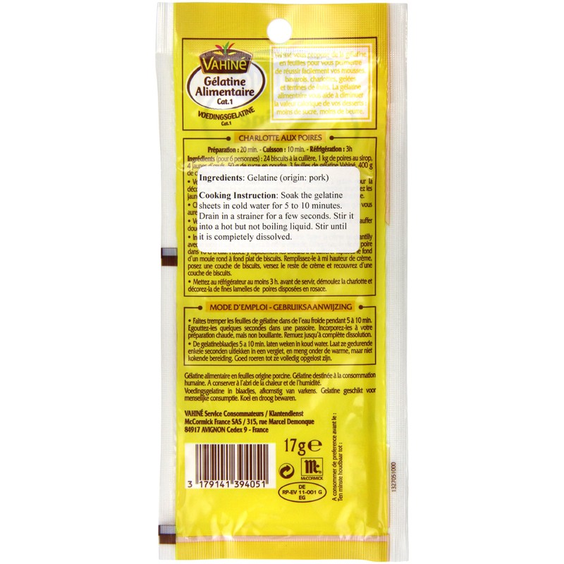 Vahine Gelatine, 9 Sheets x 2 g