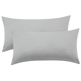 NatureMark Pack of 2 Jersey Cushion Covers, Side Sleeper Pillows, Neck Pillows, Many Sizes and Colours, Oeko-Tex (40 x 60 cm (Suitable for Neck Pillow), Silver Grey)