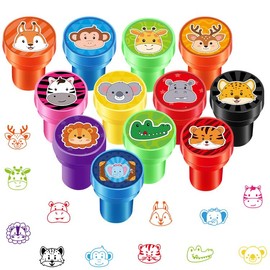 24 Pcs Animal Stamps for Kids Zoo Animal Self Inking Stamps Mini Farm Crafts Stampers Birthday Party Favors for Boys School Classroom Rewards Carnival Prizes Supplies Goodie Bag Gifts