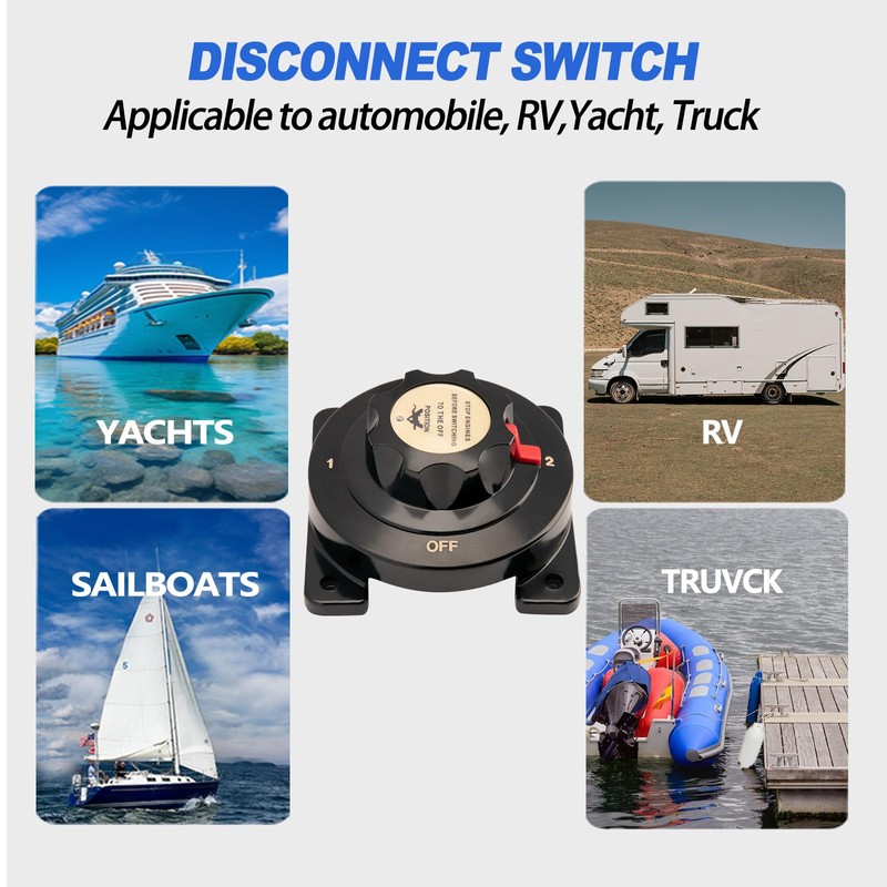 Marine Heavy Duty Dual Battery Selector Switch,Boat Safety Disconnect Switch