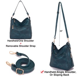 Womens Leather Hobo Handbag Ladies Fashion Tote Satchel Shoulder Crossbody Bags 2pcs Work Purses Set Blue
