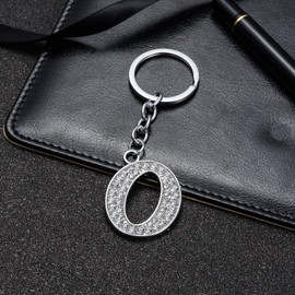 BESPMOSP A-Z Initials Letter Keychain Keychains for Women Shiny Crystal Keyring Birthday Gifts (O)