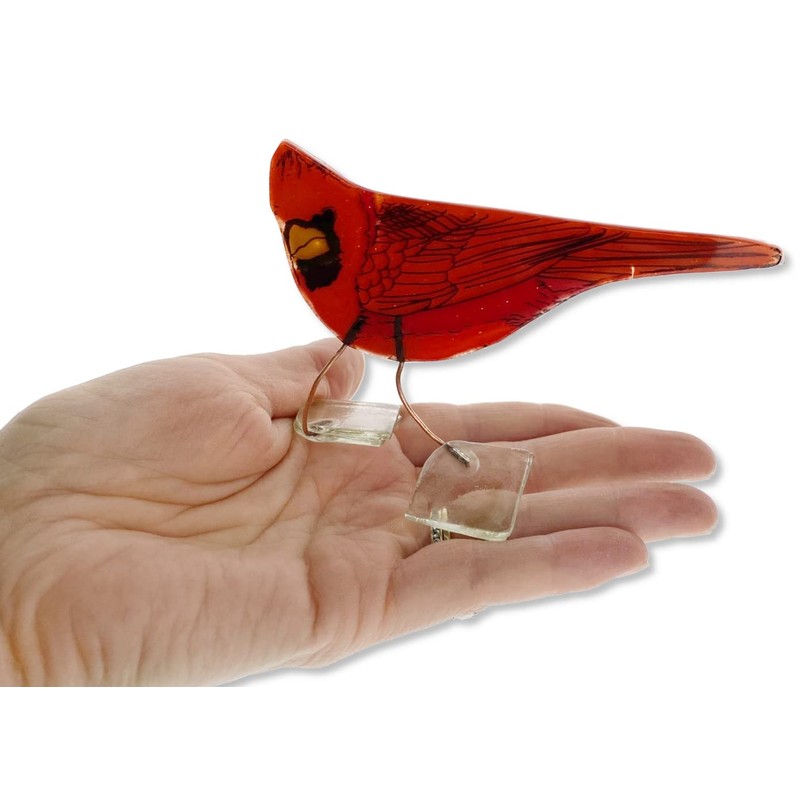 Glass Cardinal Figurine - Recycled Glass Special Moments Standing Bird