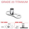 14GA G23 Solid Titanium Three Hole Microdermal Piercing Dermal Anchor