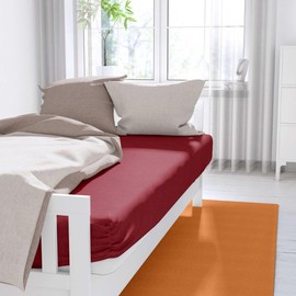 sleepling Flannelette Fitted Sheet Melange, Flannelette Fitted Sheet, Made in Germany, Mattresses up to 23 cm Height, All-Round Elastic, Ökotex, Washable at 60 Degrees, 90 x 200 cm, Dark Red Mottled