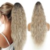 Ombre Brown Mix Blonde Curly Claw Ponytail 26", Fluffy Natural