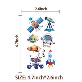 10 Sheets Temporary Tattoos, Themed Party Supplies Decoration Favors Sticker (Space)