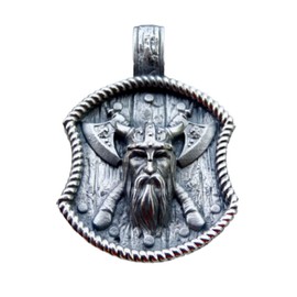 Viking Pendant Sterling Silver 925 Odin Head Norse Pagan Handmade Jewellery