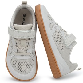 Pulltop Toddler/Big Kids Barefoot Shoes with Wide Toe Box | Zero Drop Sole | for Boys/Girls Cream Grey Size C9