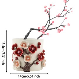 Gueiddi Cute Plant pots, Unique Plum Flowers Planter with Drainage for Indoor Plants and Succulent, Modern Home and Garden Outdoor Décor