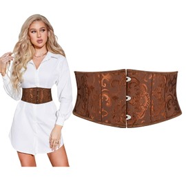 SUOSDEY Women's Corset Belt, Wide Waist Belt for Dress, Cosplay, Tie, Waspie Belt, 4. Dark coffee