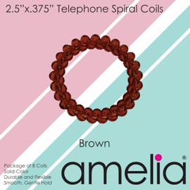 8 Large Smooth Elastic Hair Coils, 2.5in Diameter, Large Size, Brown Color, Gentle on Hair, Stong Hold and Minimizes Dents and Creases!