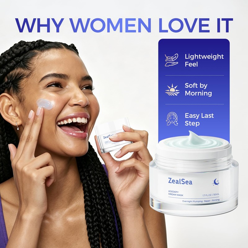 ZealSea Overnight Face Mask, Face Moisturizer, Anti Aging Night Cream