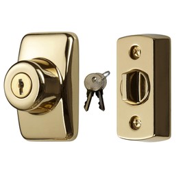 Ideal Security Model GLK Deadbolt for Storm and Screen Doors, Key Lock, Bright Brass (2-Piece Set)