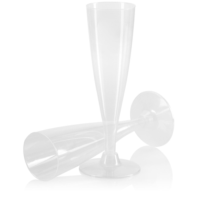com-four® 16 x Reusable Champagne Glasses - Transparent, Stackable Plastic
