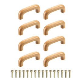 sourcing map 8Pcs Wood Drawer Pulls Handles, 64mm/2.52" Hole Spacing Wood Cabinets Drawer Knobs Pull Handles with Screw Set for Kitchen Cabinets Dresser Furniture
