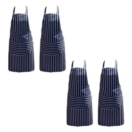 Discounted Cleaning Supplies Kitchen Chef Apron for Men & Women - Butchers Apron - Men’s Apron for Cooking - Professional Chefs Double Pockets - Pack of 4 -Blue