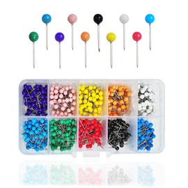 600 PCS Colored Push Pins Map Tacks, Colorful Round Push Pin, Map Tacks Marking Pins, Small Round Head Marking Pin (10 Colors)