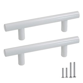 Probrico 5 Pack| White Kitchen Cabinet Pulls 3 Inch Euro Style T Bar Handles Cupboard Stainless Steel Modern Cabinet Hardware