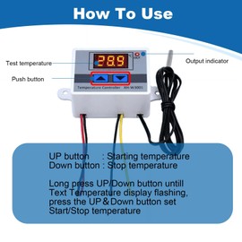 XH-W3001 12V Digital Temperature Controller LCD Display with NTC10K Waterproof Probe 120W Temperature Sensor for Heating and Cooling Control Thermostat Module -50 to 110°C for Greenhouses Aquariums